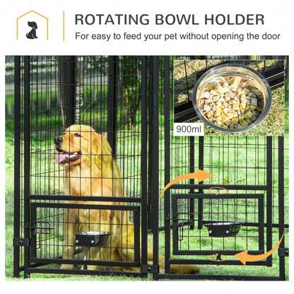 Outdoor Dog Kennel, Lockable Pet Playpen, Welded Steel Fence, Rotating Bowl, Red Houses, Kennels & Pens at Gallery Canada