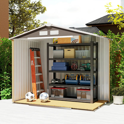 7' x 4' x 6' Metal Storage Shed, Outdoor Patio, Light Brown Sheds at Gallery Canada