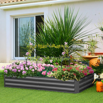 6' x 3' x 1' Raised Garden Bed, 2 Trellis Tomato Cages, Steel Frame, Dark Grey Raised Garden Beds at Gallery Canada