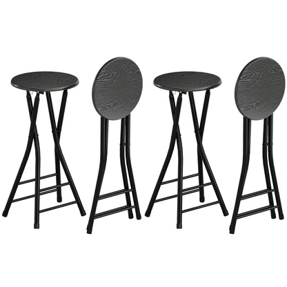 Set of 4 Foldable Barstools, Counter Height with Footrest, Steel Legs, Black Bar Stools at Gallery Canada