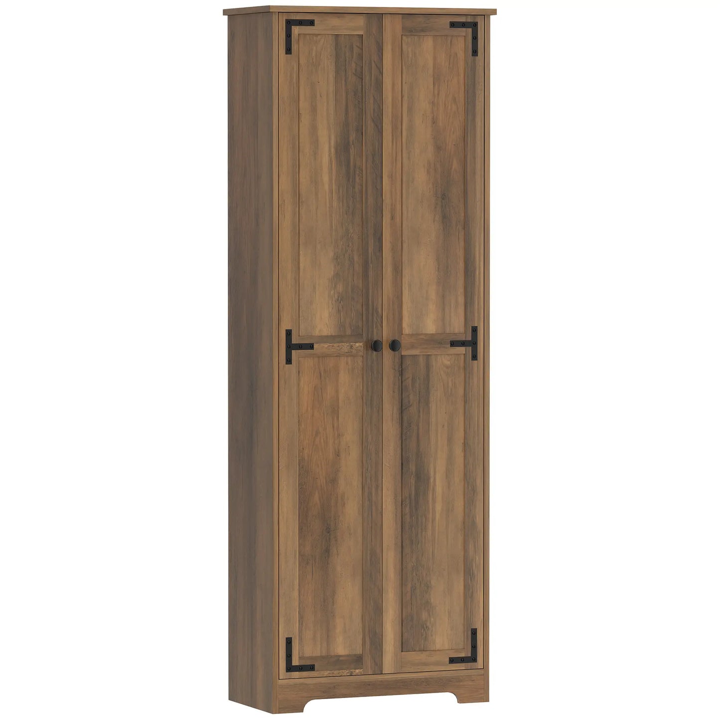 67" Farmhouse Pantry Cabinet, 2 Doors, Adjustable Shelves, Wood Grain, Brown Kitchen Pantry Cabinets Brown with Wood Grain Effect at Gallery Canada
