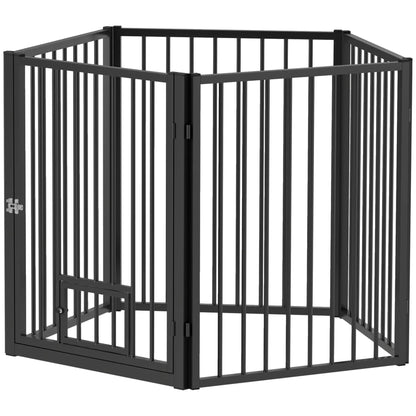 5 Panel Foldable Dog Playpen With Door, 30"H, for Small Medium Dogs Houses, Kennels & Pens Black at Gallery Canada