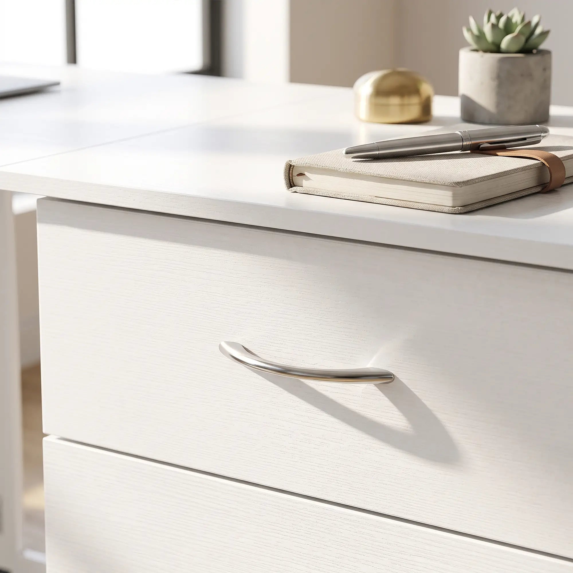 Foldable Computer Desk, 3 Drawers, White Computer Desks at Gallery Canada