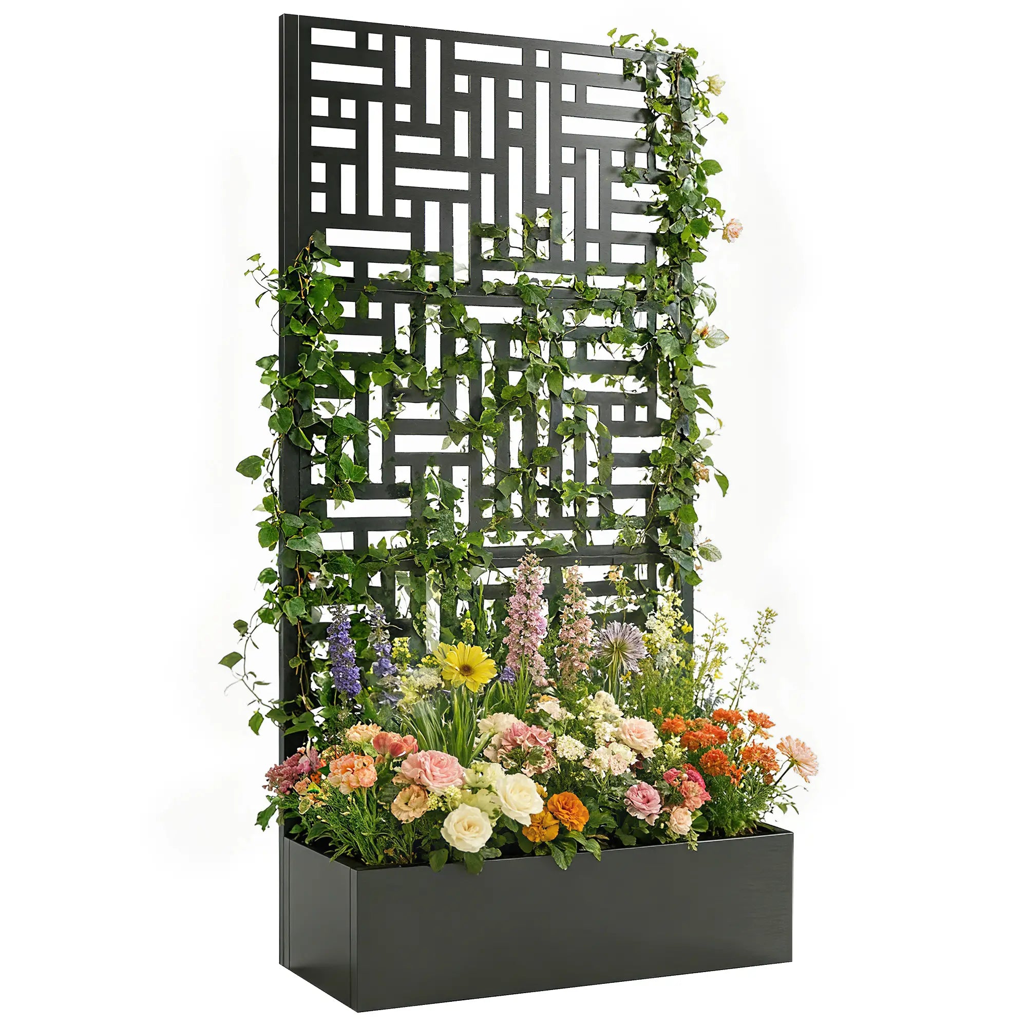Galvanised Raised Garden Bed With Trellis, 71