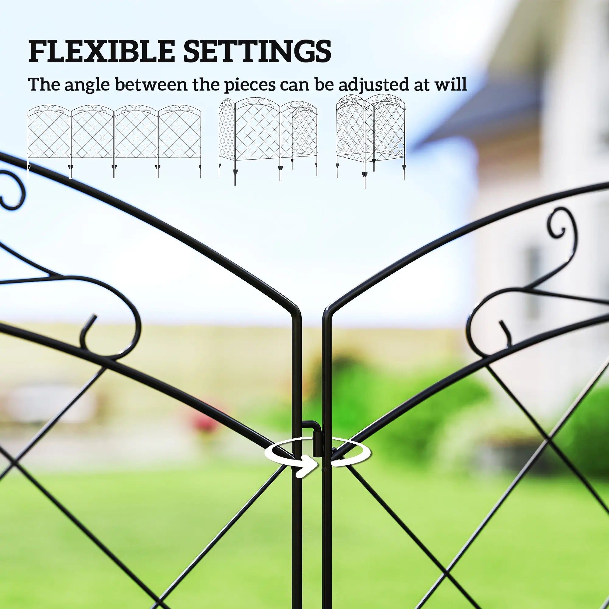 4 Pack Garden Fencing for Yard, Decorative Fence Panels as Animal Barrier and Flower Edging, Circle, Black Garden Fences at Gallery Canada
