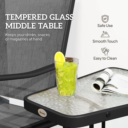 Double Glider Chair with Glass Table, Outdoor High Back, Black Outdoor Gliders at Gallery Canada