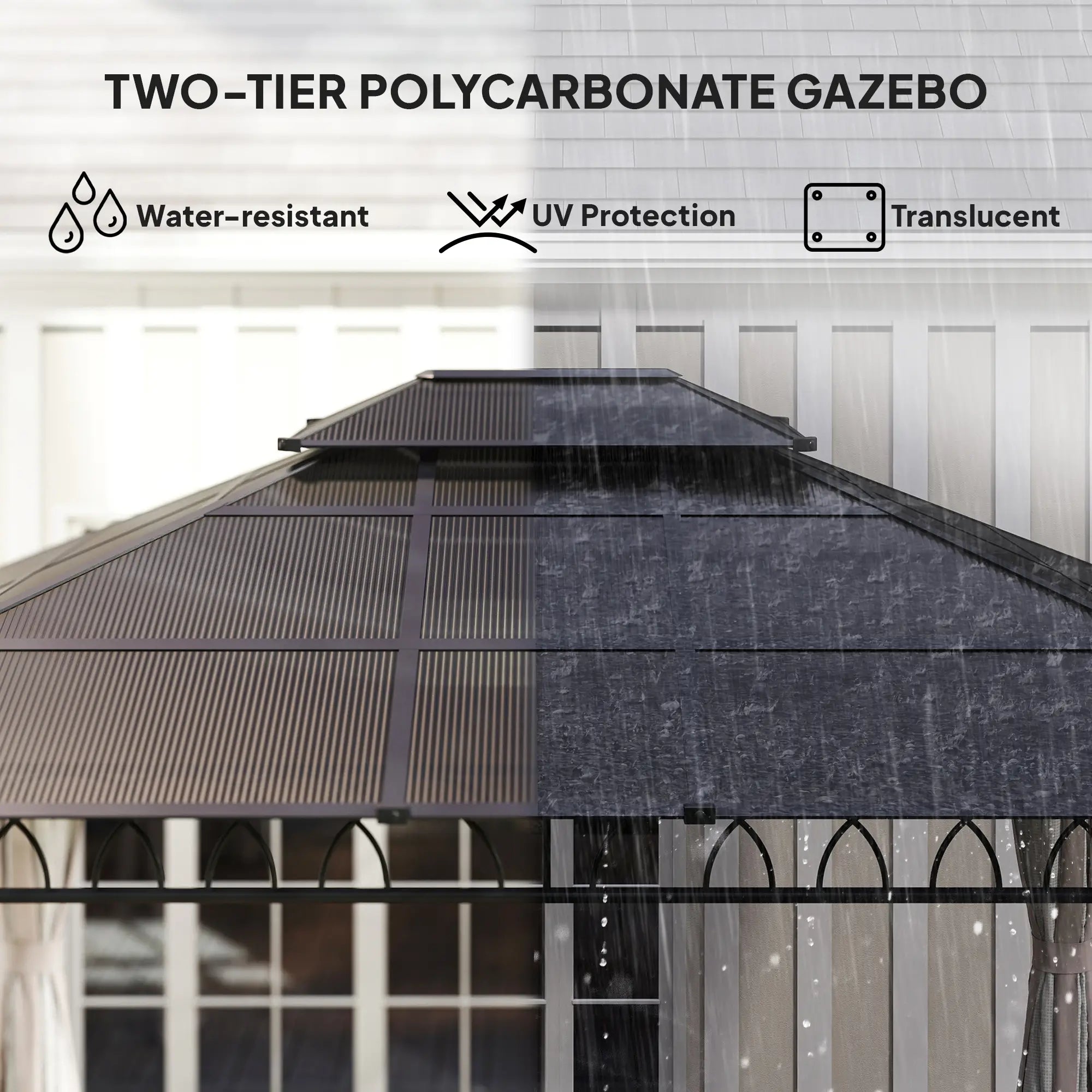10' x 12' Outdoor Gazebo, Double Roof Hardtop With Polycarbonate Roof Gazebos at Gallery Canada