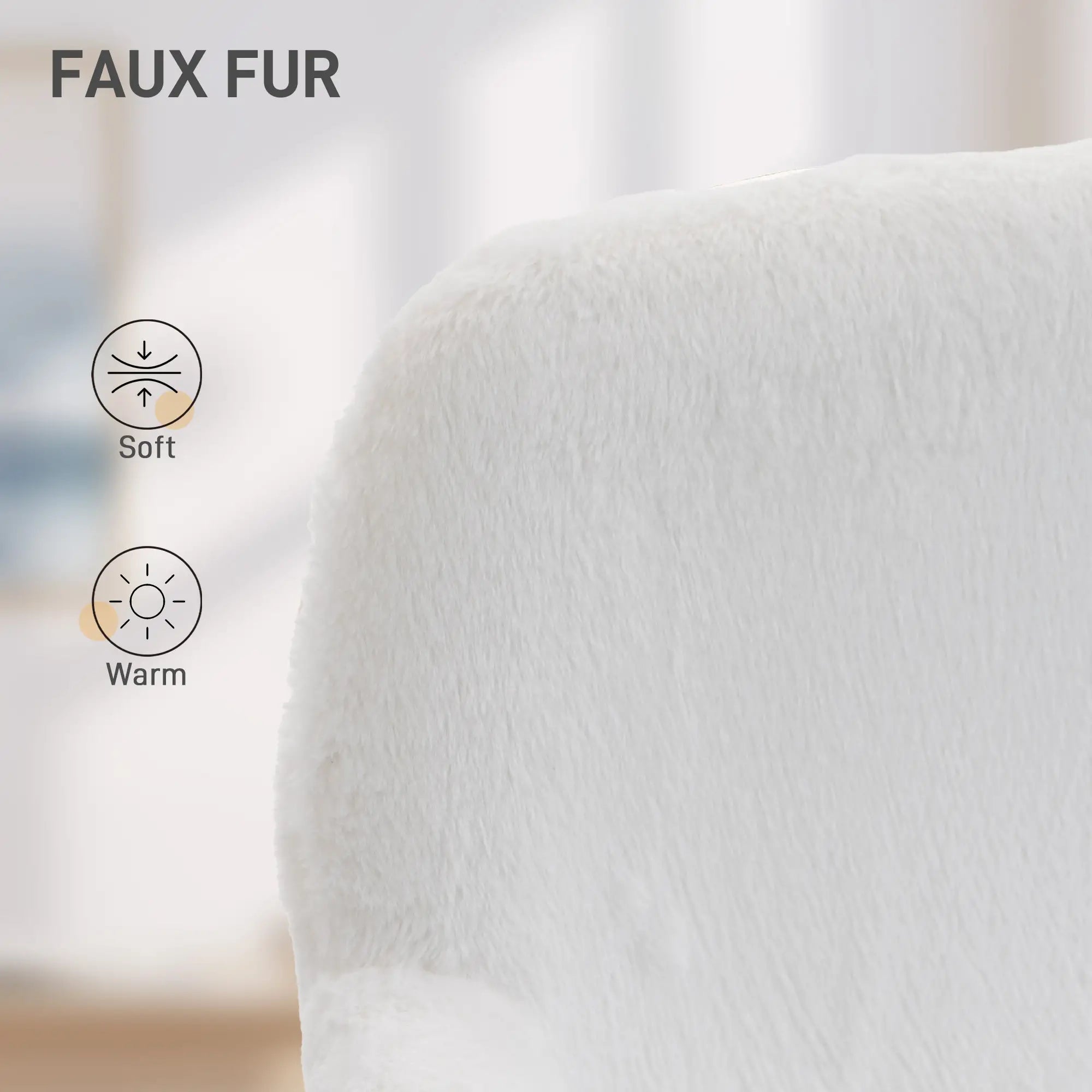 Faux Rabbit Fur Upholstered Office Chair, Cream White Task Chairs at Gallery Canada