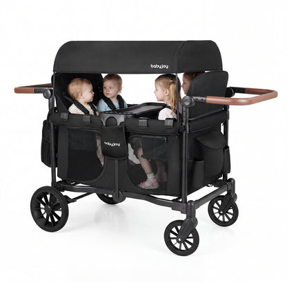 Foldable 4-Seater Wagon Stroller For 4 Kids, Black Baby Strollers Black at Gallery Canada
