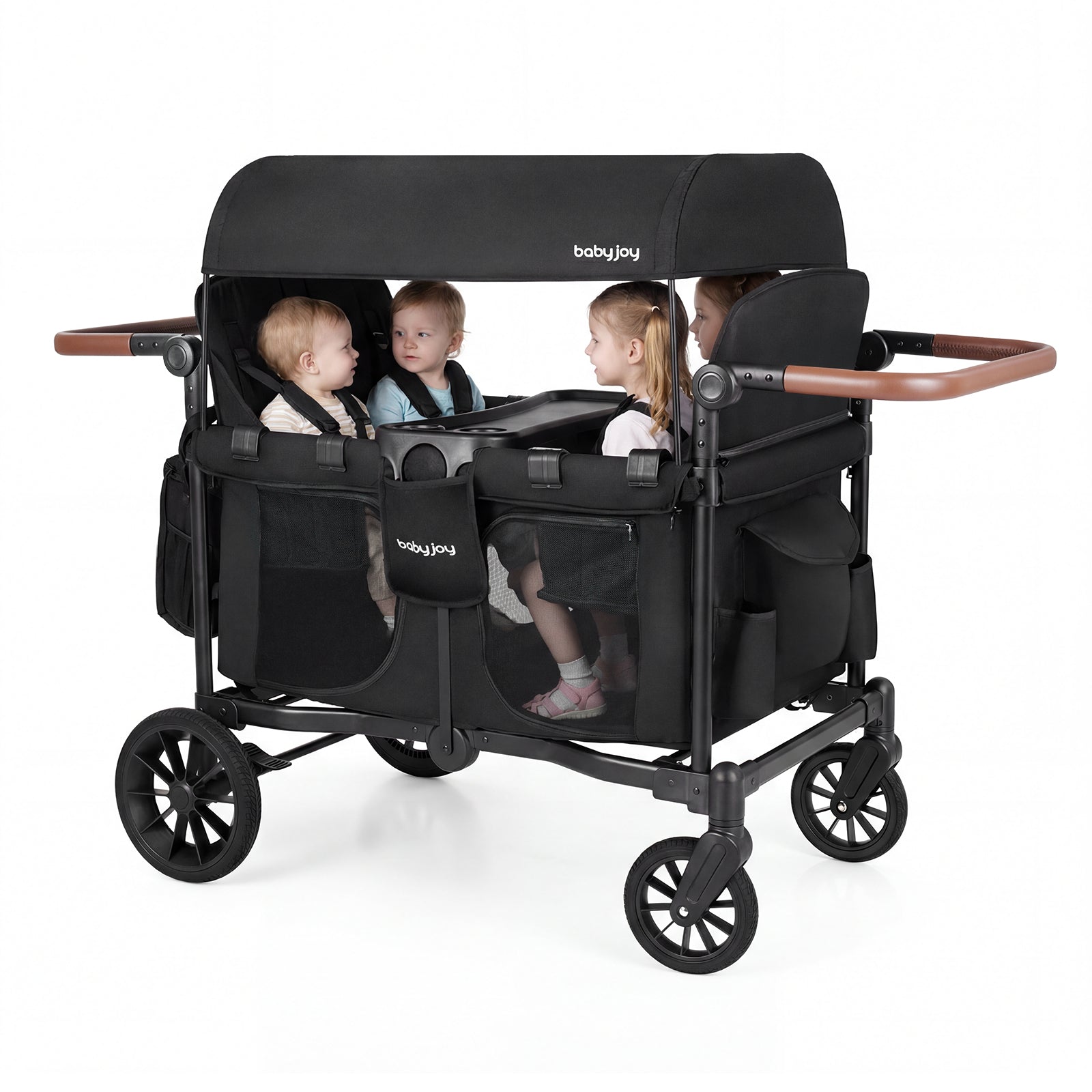 Foldable 4-Seater Wagon Stroller For 4 Kids, Black Baby Strollers at Gallery Canada