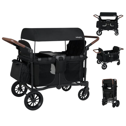 Foldable 4-Seater Wagon Stroller For 4 Kids, Black Baby Strollers at Gallery Canada