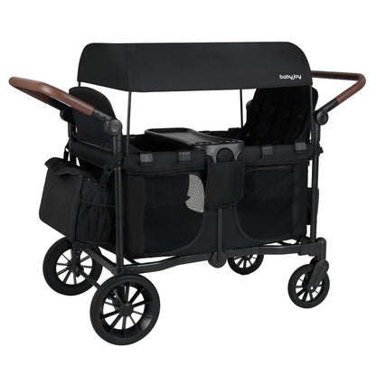 Foldable 4-Seater Wagon Stroller For 4 Kids, Black Baby Strollers Black at Gallery Canada