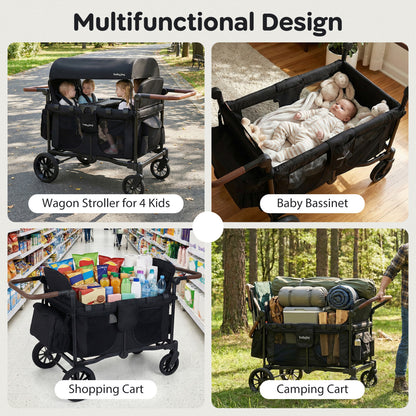Foldable 4-Seater Wagon Stroller For 4 Kids, Black Baby Strollers at Gallery Canada