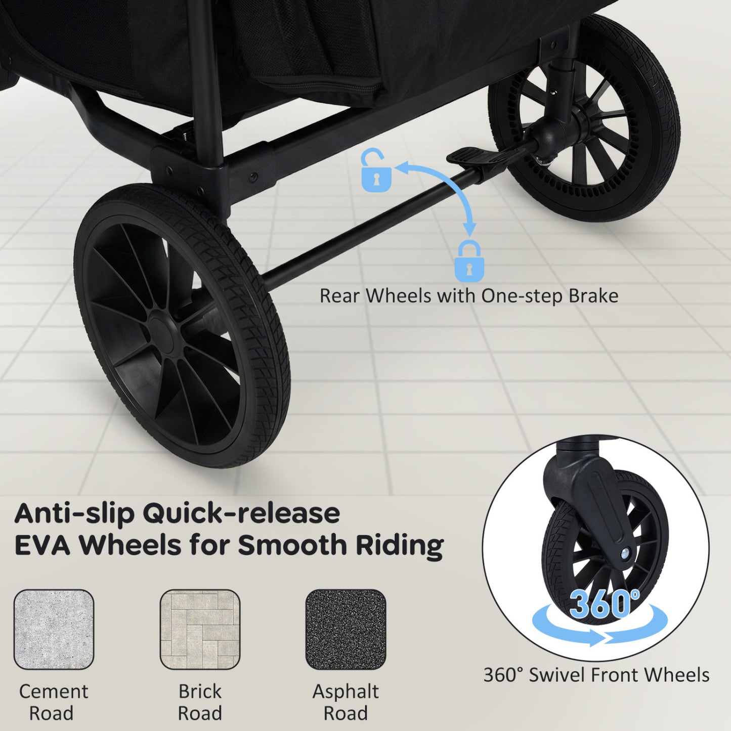 Foldable 4-Seater Wagon Stroller For 4 Kids, Black Baby Strollers at Gallery Canada