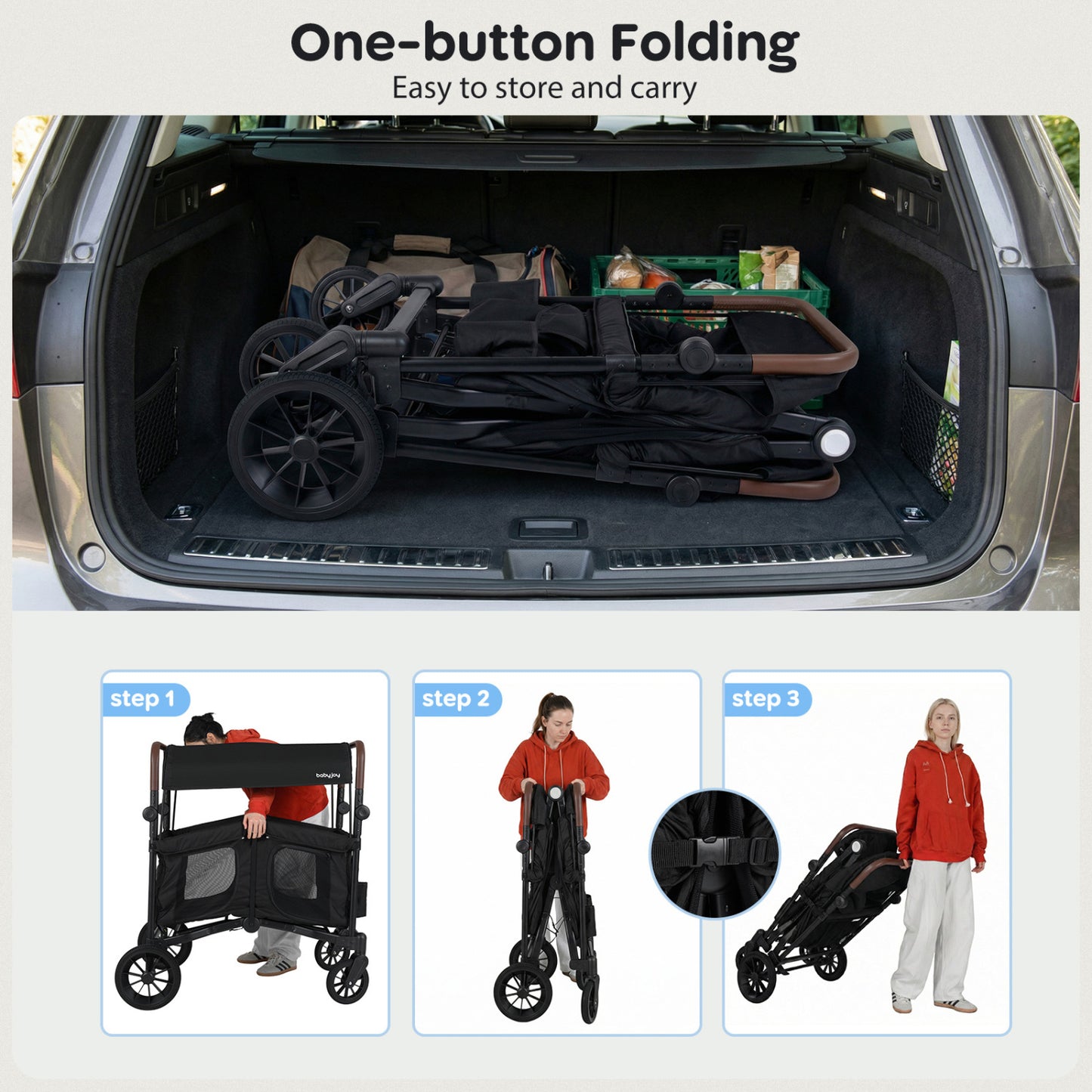Foldable 4-Seater Wagon Stroller For 4 Kids, Black Baby Strollers at Gallery Canada