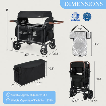 Foldable 4-Seater Wagon Stroller For 4 Kids, Black Baby Strollers at Gallery Canada