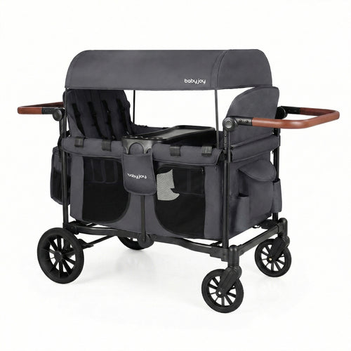 Foldable 4-Seater Wagon Stroller, Gray