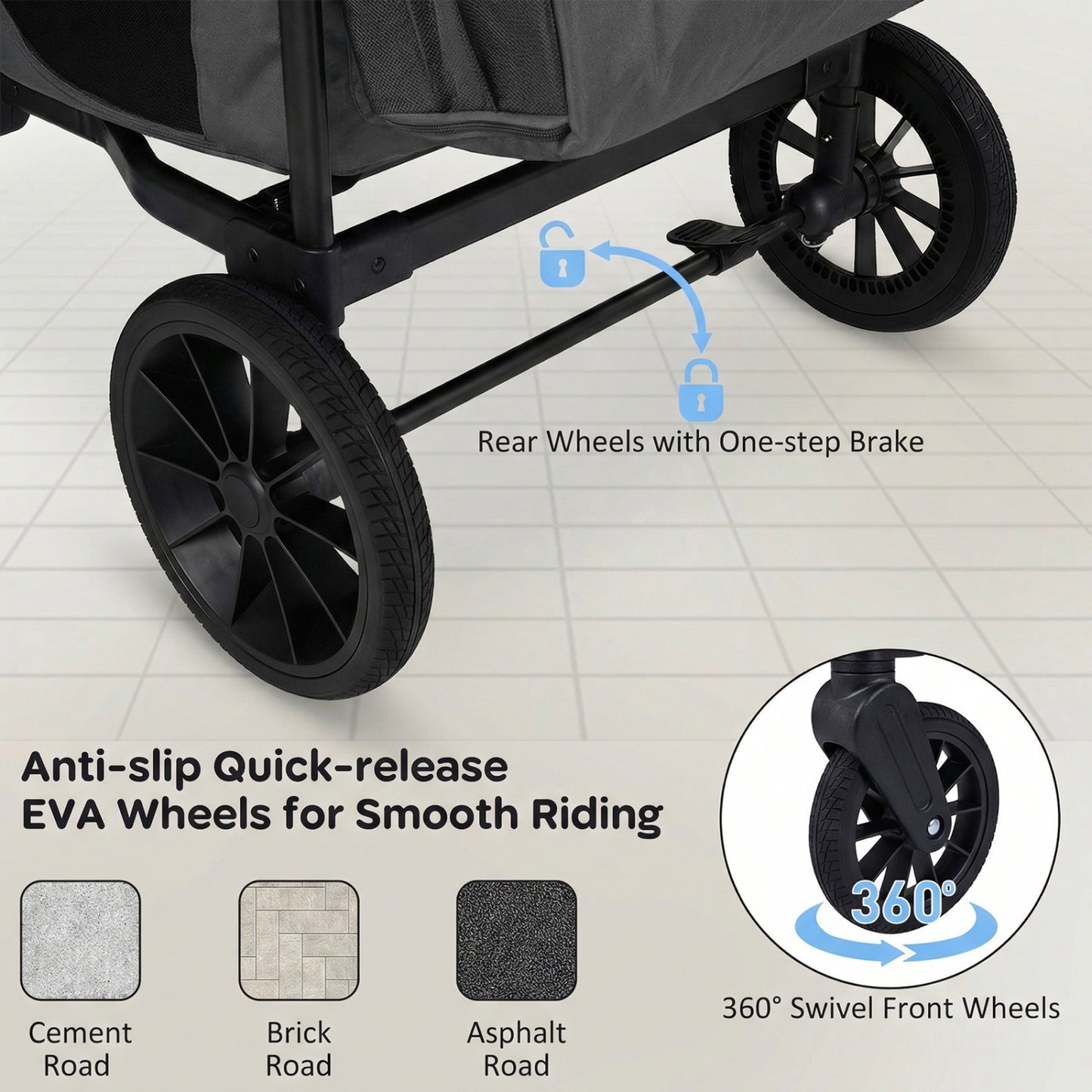 Foldable 4-Seater Wagon Stroller, Gray Baby Strollers at Gallery Canada
