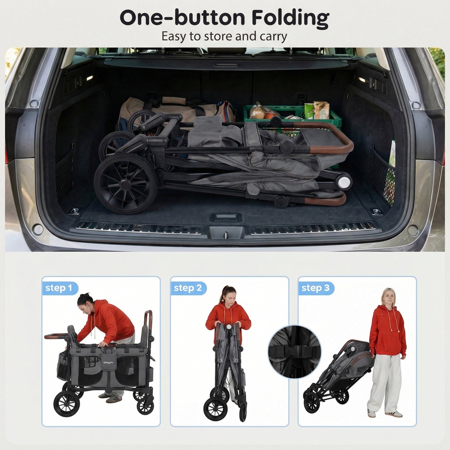 Foldable 4-Seater Wagon Stroller, Gray Baby Strollers at Gallery Canada
