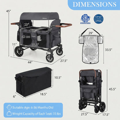 Foldable 4-Seater Wagon Stroller, Gray Baby Strollers at Gallery Canada