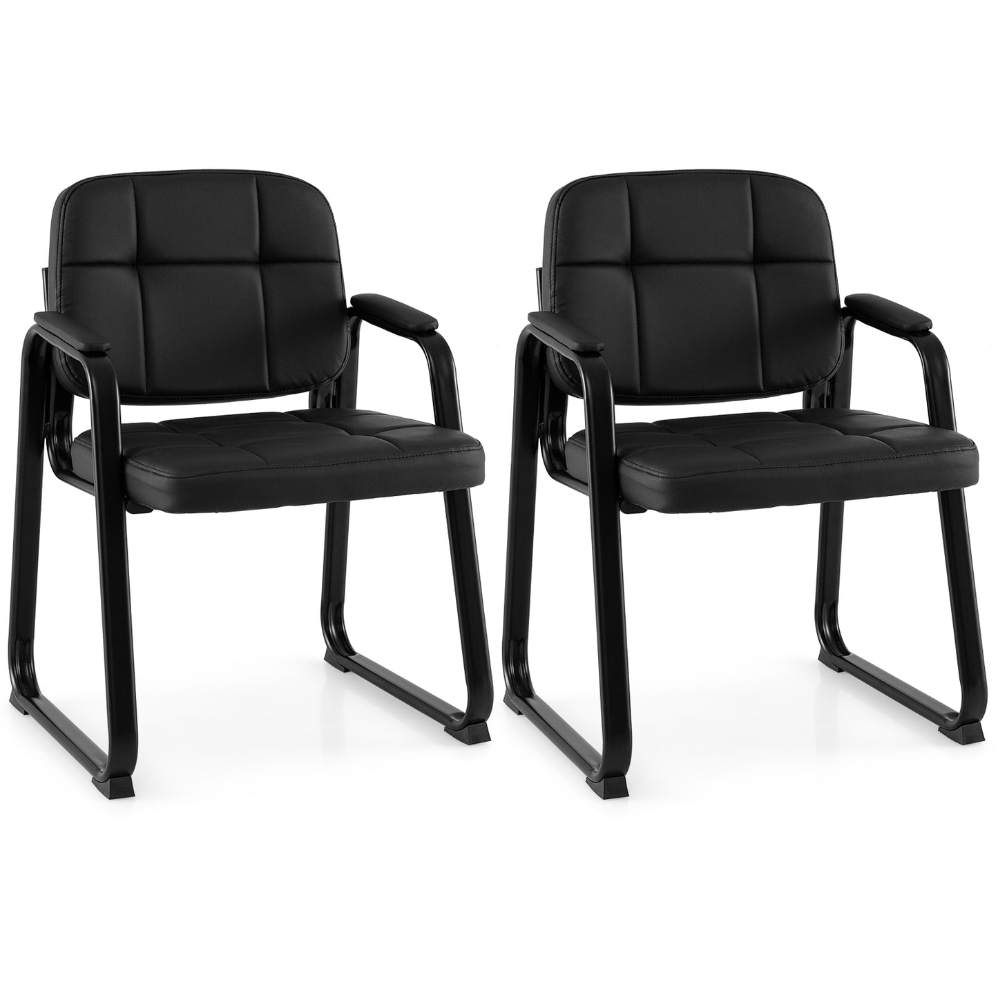 Leather Office Reception Chairs, Set of 2, Black Conference Chairs at Gallery Canada