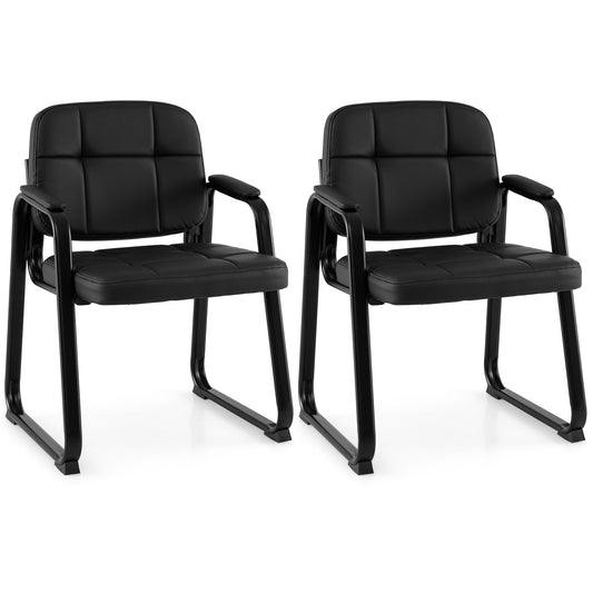 Leather Office Reception Chairs, Set of 2, Black Conference Chairs Black at Gallery Canada