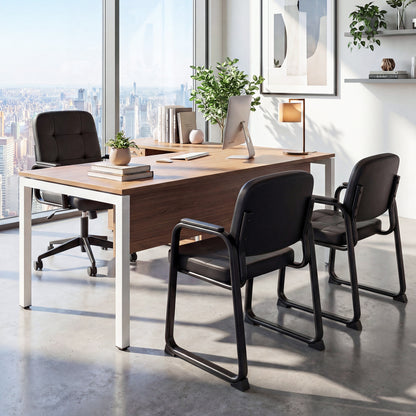 Leather Office Reception Chairs, Set of 2, Black Conference Chairs at Gallery Canada