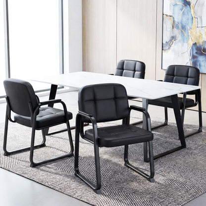 Leather Office Reception Chairs, Set of 2, Black Conference Chairs at Gallery Canada