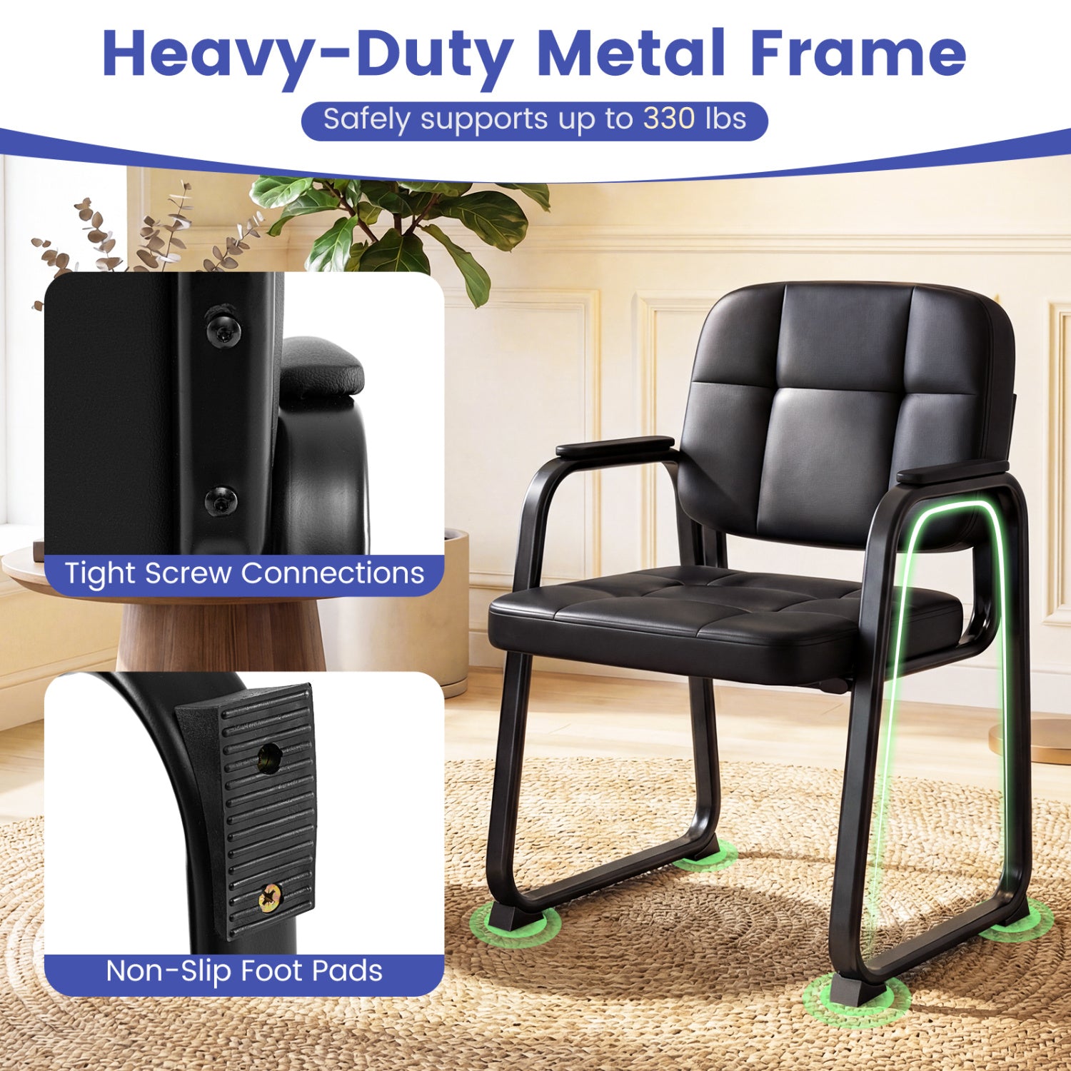 Leather Office Reception Chairs, Set of 2, Black Conference Chairs at Gallery Canada