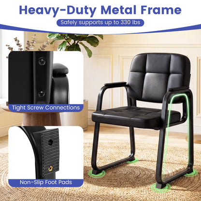 Leather Office Reception Chairs, Set of 2, Black Conference Chairs at Gallery Canada