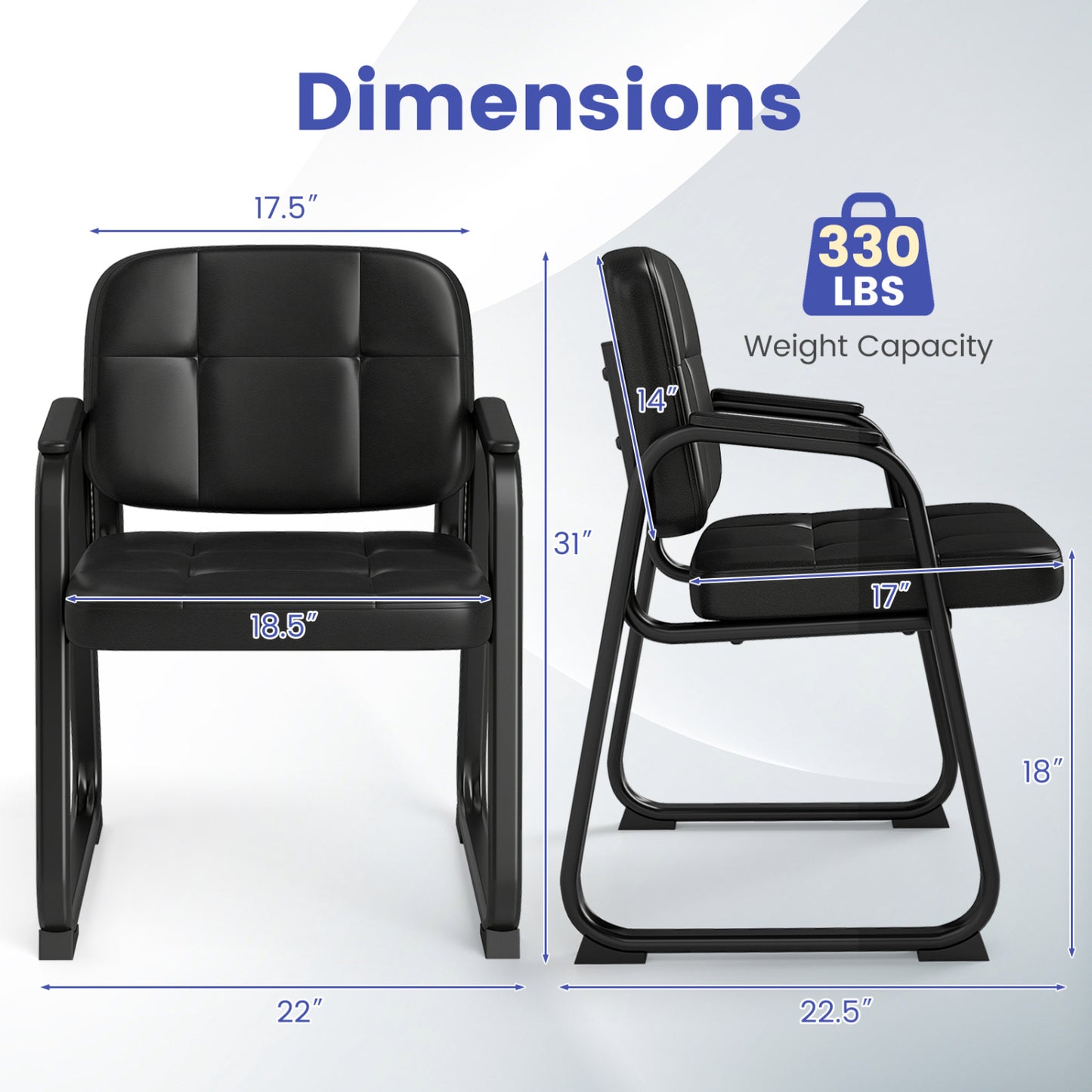 Leather Office Reception Chairs, Set of 2, Black Conference Chairs at Gallery Canada