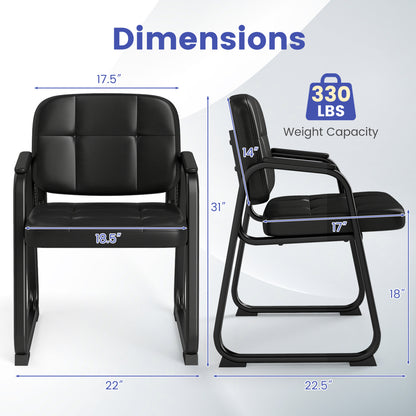 Leather Office Reception Chairs, Set of 2, Black Conference Chairs at Gallery Canada