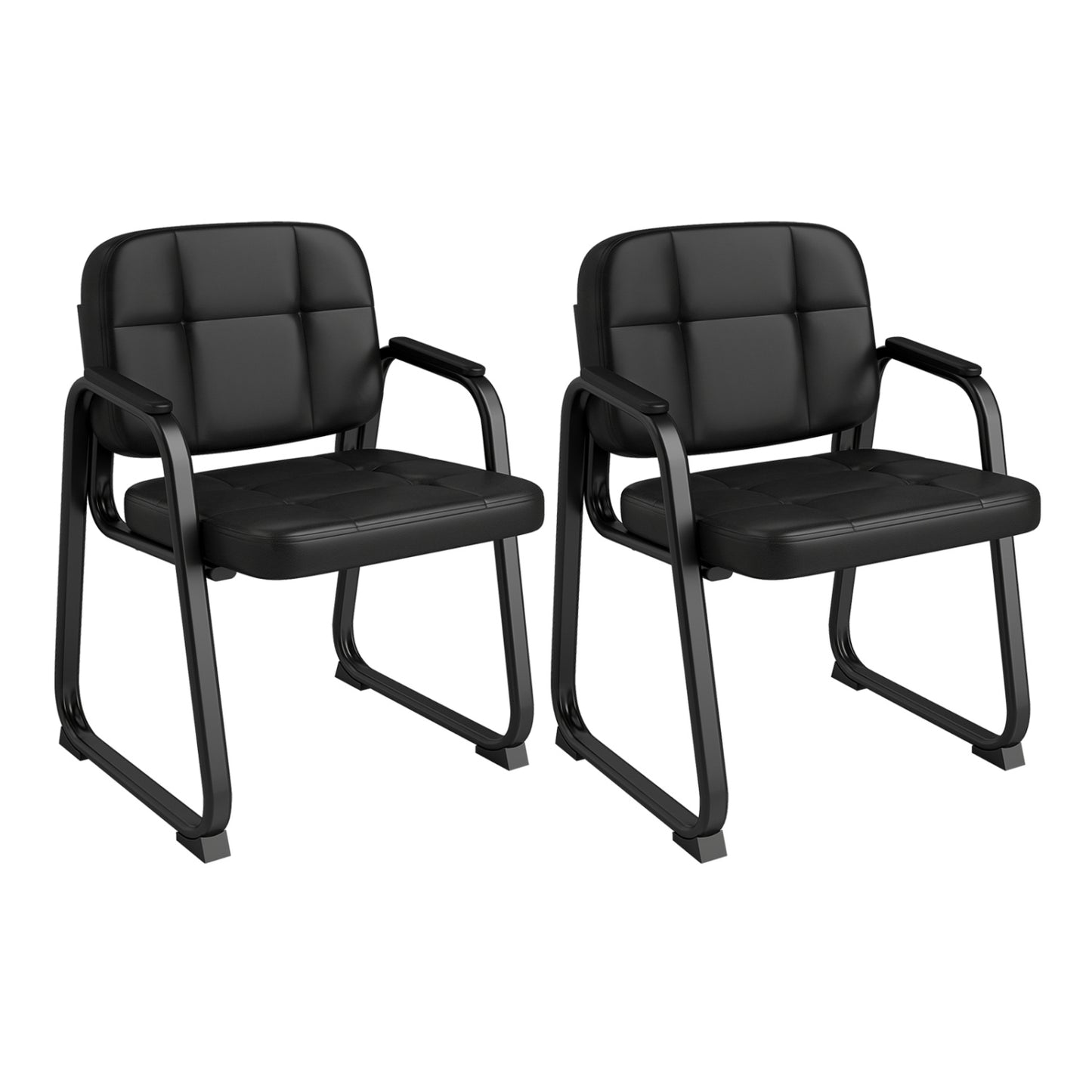 Leather Office Reception Chairs, Set of 2, Black Conference Chairs Black at Gallery Canada