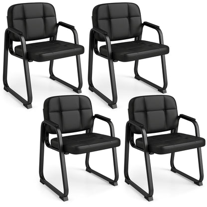 Leather Guest Chairs Set of 4, Office Reception, Black Conference Chairs at Gallery Canada