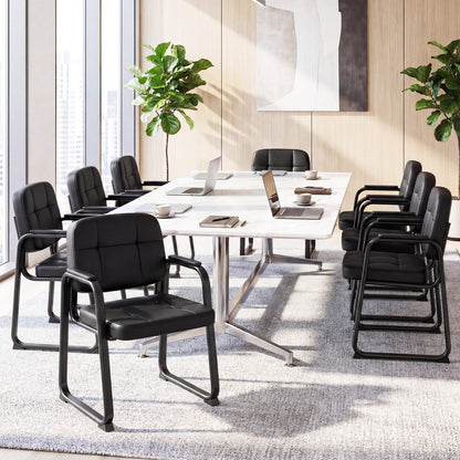 Leather Guest Chairs Set of 4, Office Reception, Black Conference Chairs at Gallery Canada