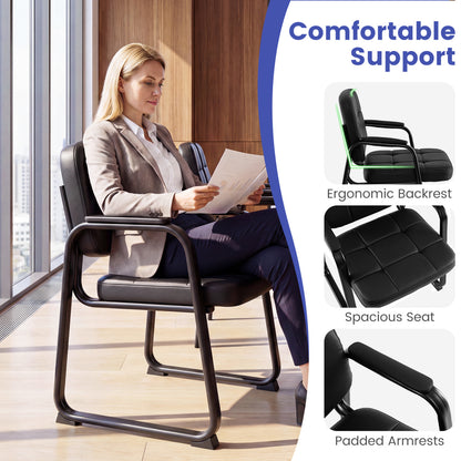 Leather Guest Chairs Set of 4, Office Reception, Black Conference Chairs at Gallery Canada
