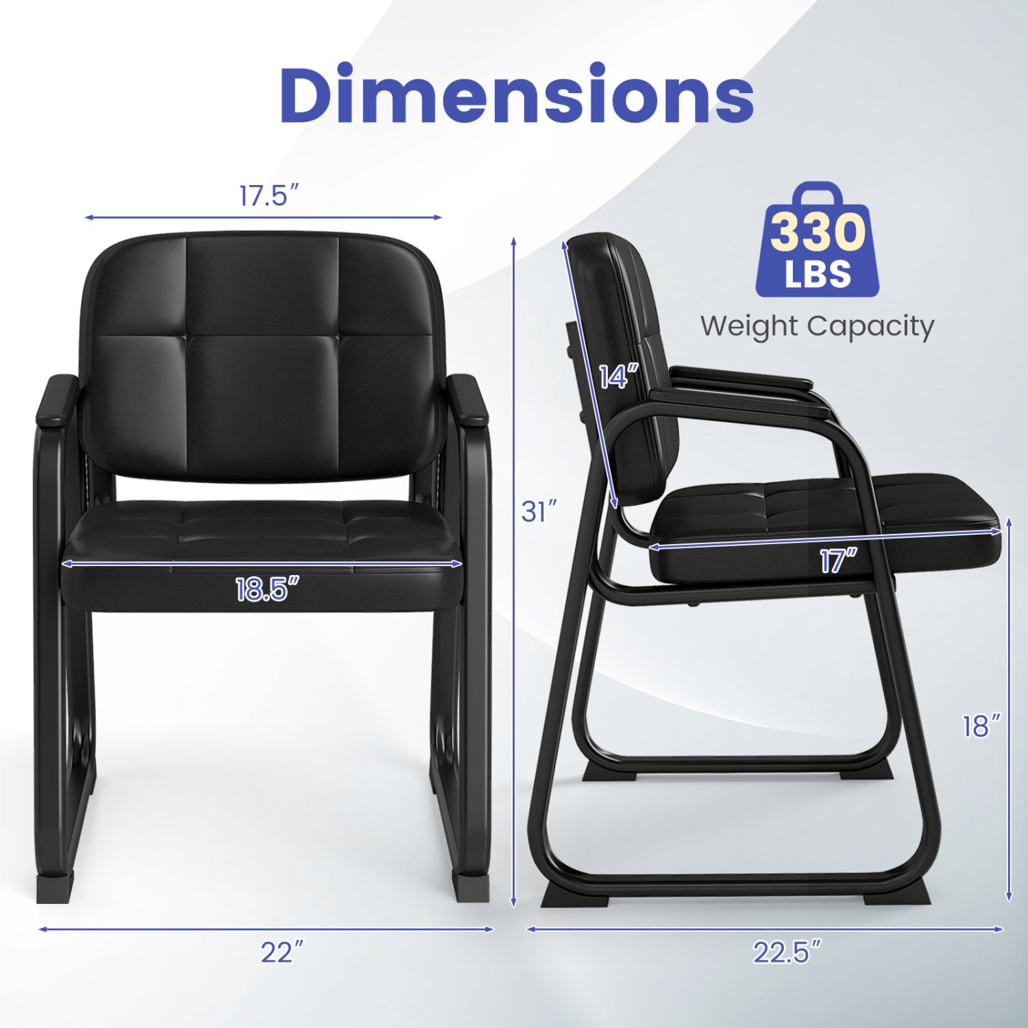 Leather Guest Chairs Set of 4, Office Reception, Black Conference Chairs at Gallery Canada