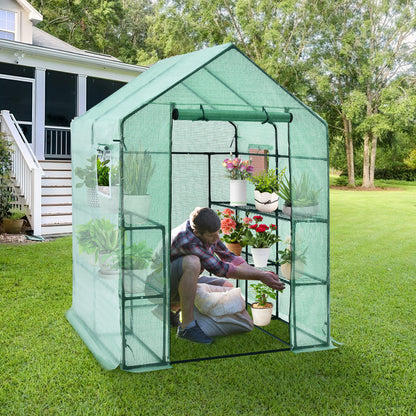 Walk-In Greenhouse, 56 x 56 x 77 Inch, Observation Windows, Green