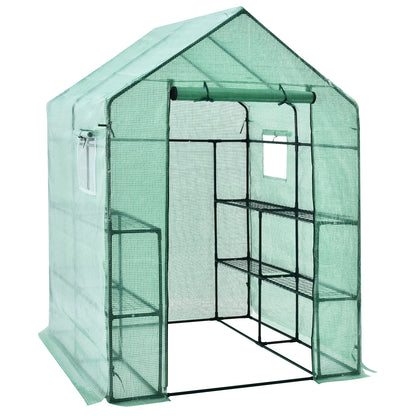 Walk-In Greenhouse, 56 x 56 x 77 Inch, Observation Windows, Green