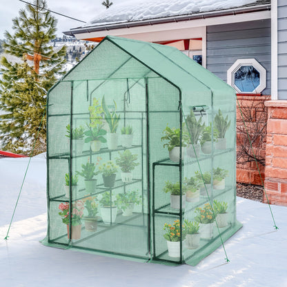 Walk-In Greenhouse, 56 x 56 x 77 Inch, Observation Windows, Green
