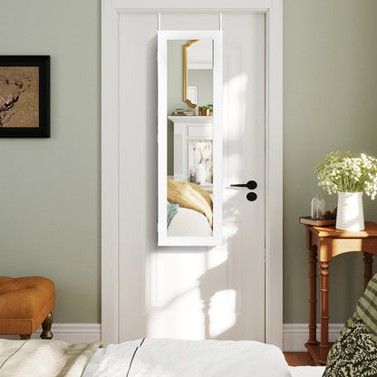 Mirrored Jewelry Cabinet With LED Light, White