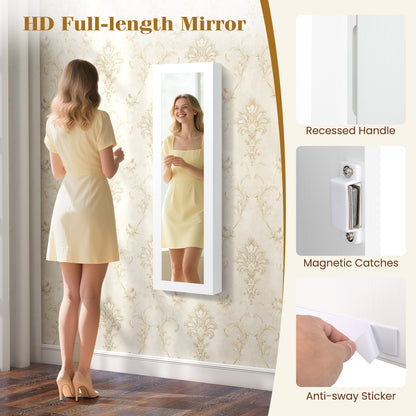 Mirrored Jewelry Cabinet With LED Light, White