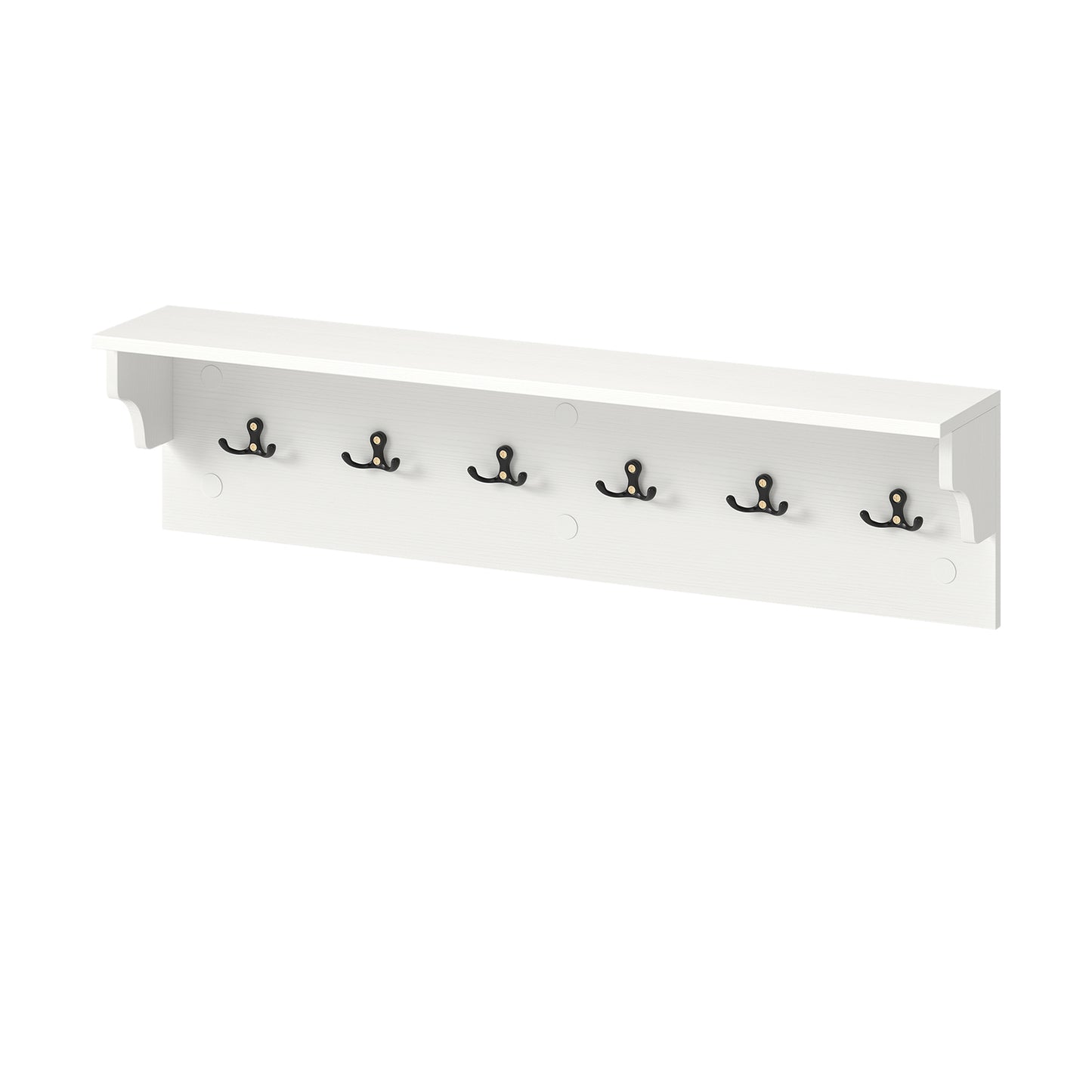 Wall Hooks with Shelf 31.5inch Wooden Coat Rack with 6 Hooks for Hats Towels Purses Robes, White Coat Racks & Hall Trees at Gallery Canada