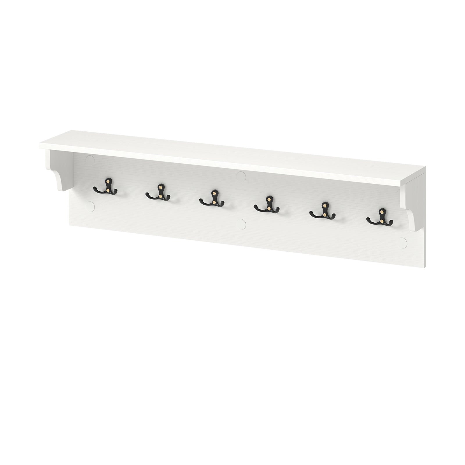 Wall Hooks with Shelf 31.5inch Wooden Coat Rack with 6 Hooks for Hats Towels Purses Robes, White Coat Racks & Hall Trees at Gallery Canada