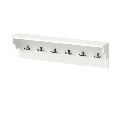 Wall Hooks with Shelf 31.5inch Wooden Coat Rack with 6 Hooks for Hats Towels Purses Robes, White Coat Racks & Hall Trees at Gallery Canada