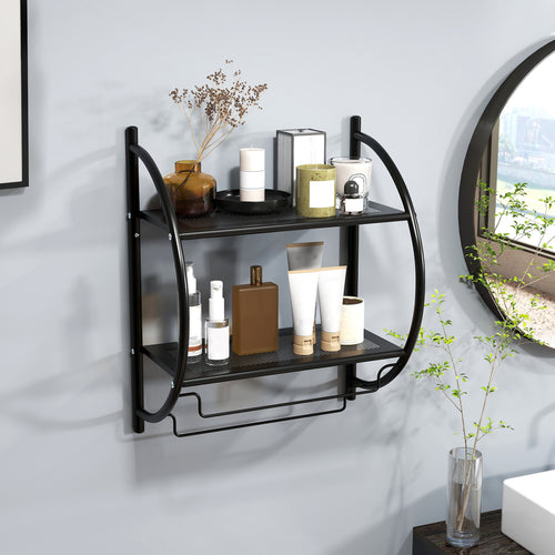 Wall Mounted 2-Tier Bathroom Towel Rack, Black