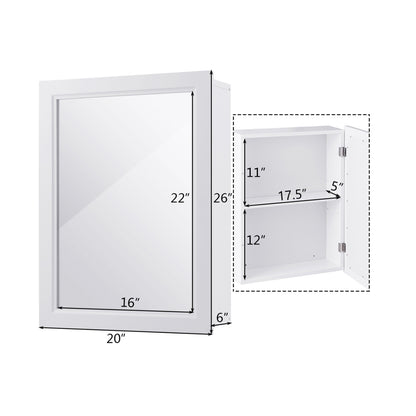 Wall Mounted Adjustable Medicine Cabinet, White Wall Cabinets at Gallery Canada
