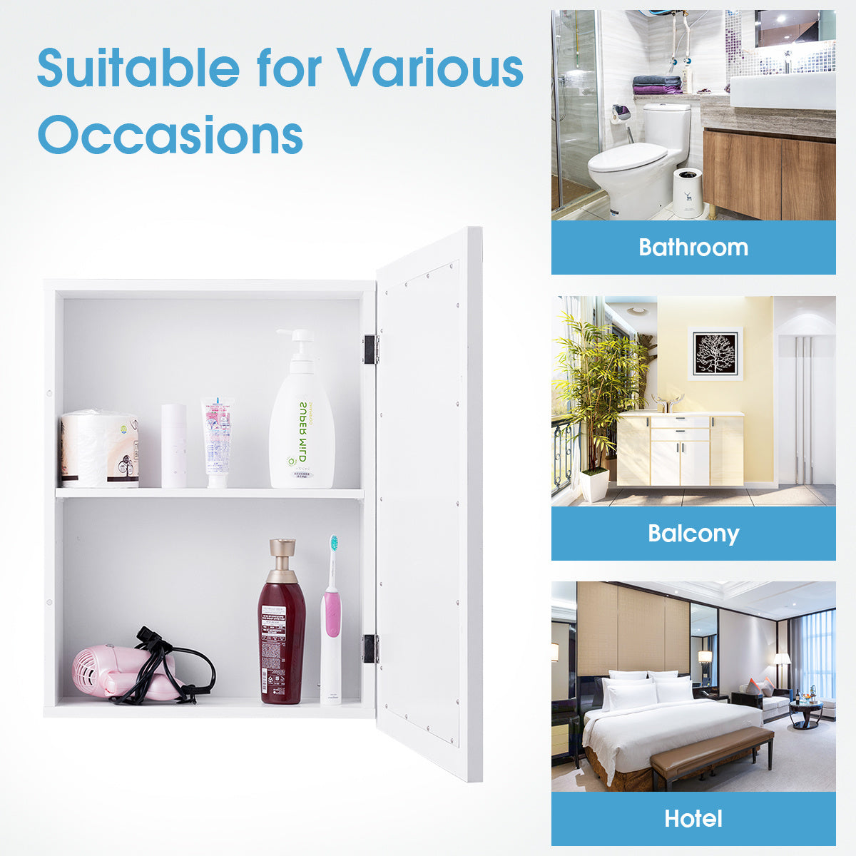 Wall Mounted Adjustable Medicine Cabinet, White Wall Cabinets at Gallery Canada