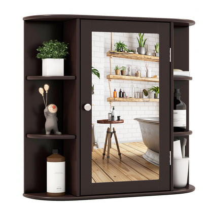 Wall-Mounted Bathroom Mirror Cabinet with Storage Shelves, Brown Wall Cabinets Brown at Gallery Canada