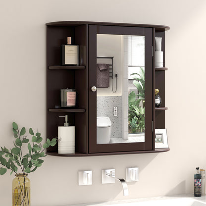 Wall-Mounted Bathroom Mirror Cabinet with Storage Shelves, Brown Wall Cabinets at Gallery Canada